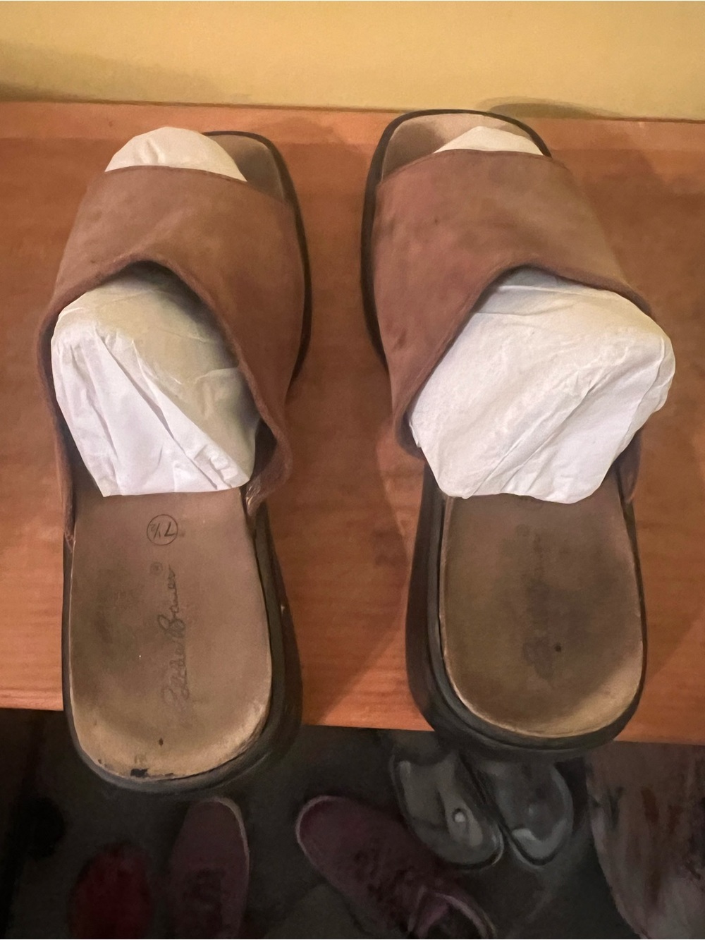 Eddie Bauer Suede Tan Slide Sandals